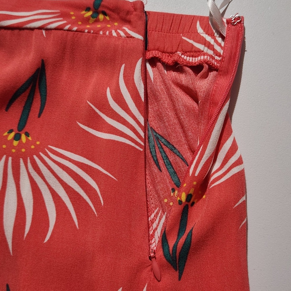 Lulus Trancoso Coral Floral Print Maxi Skirt M Side Zip High Slits Elastic Waist - Picture 11 of 11